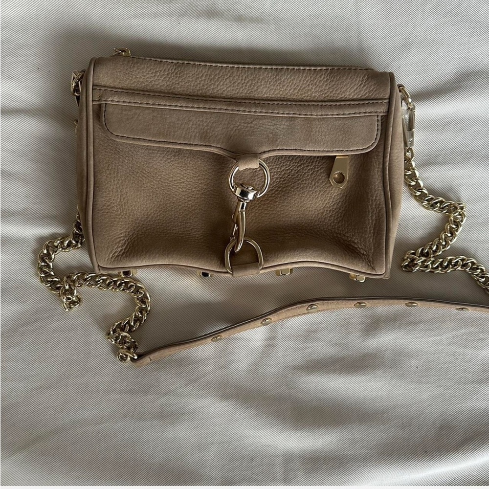 Rebecca Minkoff Suede Tan Gold Crossbody Bag
